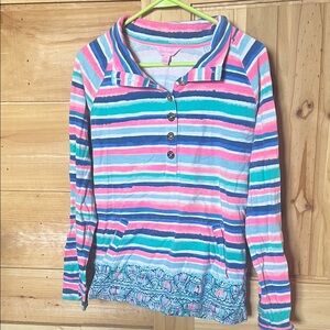 Lilly Pulitzer Colorful Striped Button Sweater